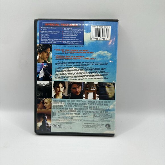 Vanilla Sky DVD Tom Cruise Widescreen Collection 2001 Drama Romance Thriller R - Picture 3 of 4